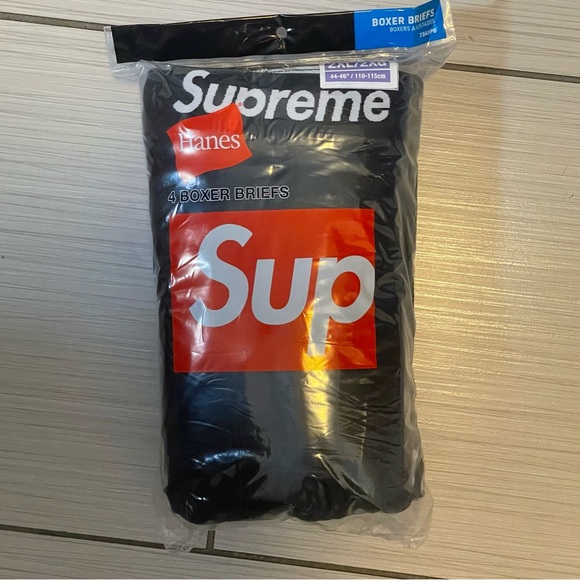 Supreme X Hanes Boxer Briefs Black Underwear XXL 2 packs - Picture 2 of 2